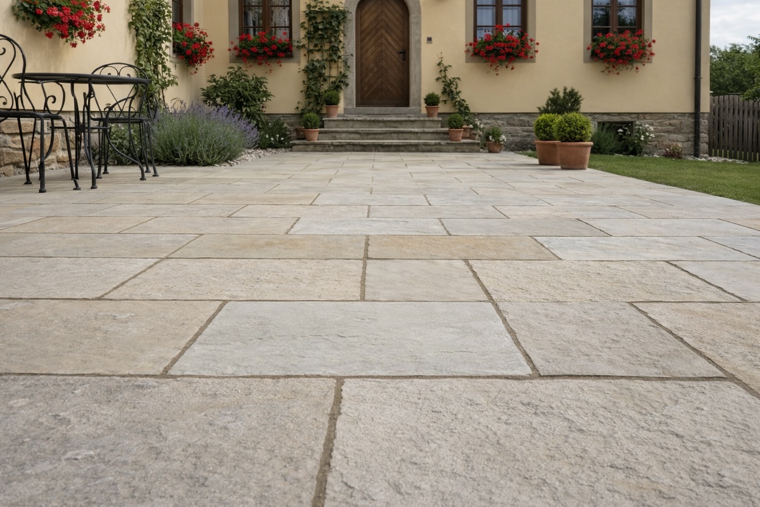 Kamenná dlažba z vápence v exteriéru